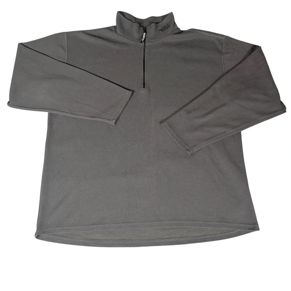 The North Face Mens Quarter Zip Pullover Charcoal Grey Fleece Mock Neck L/G 5151
